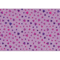 Samolepící papíry A4 10ks - metalická fialovo-růžová srdíčka